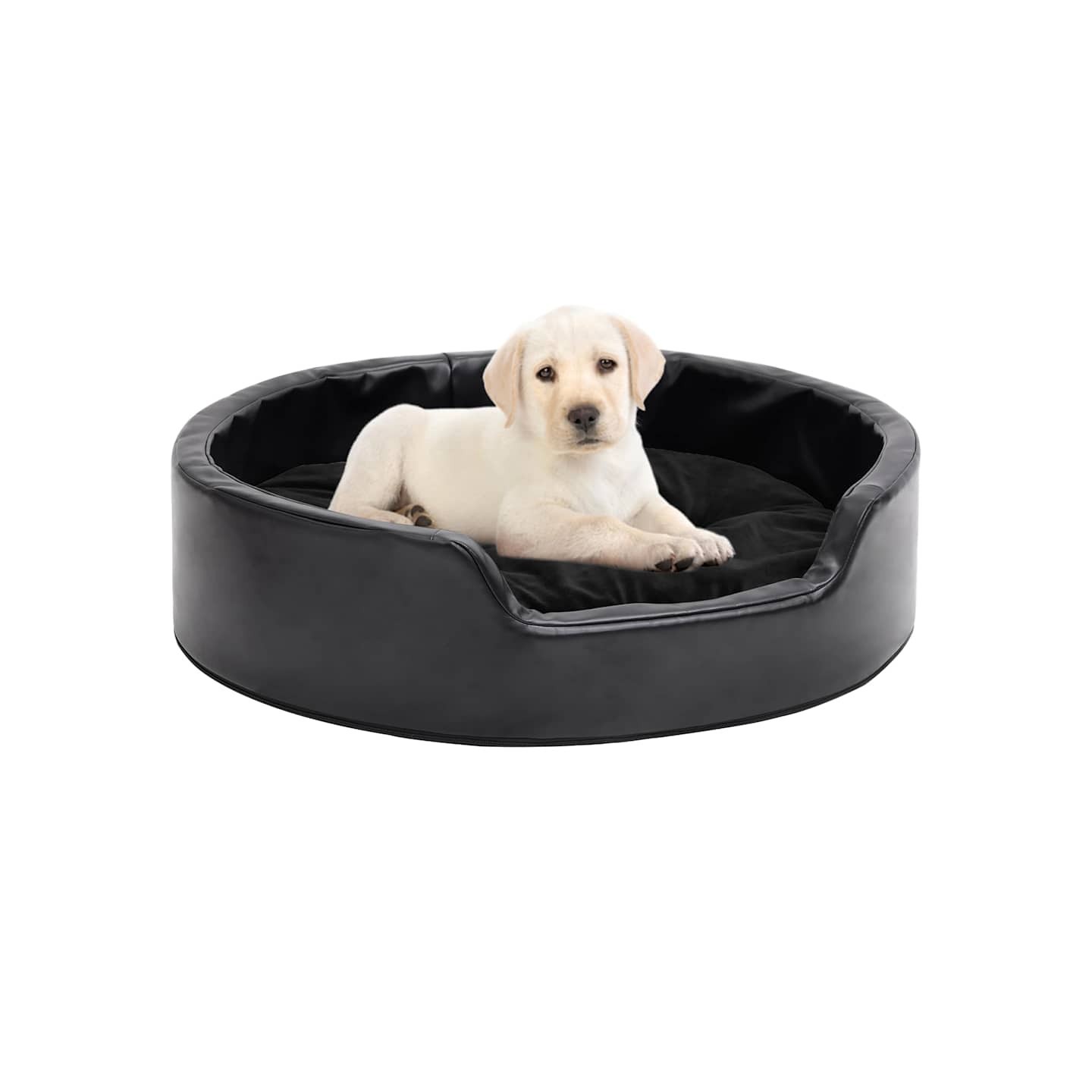 Lit pour chiens Noir 69x59x19 cm Peluche et similicuir