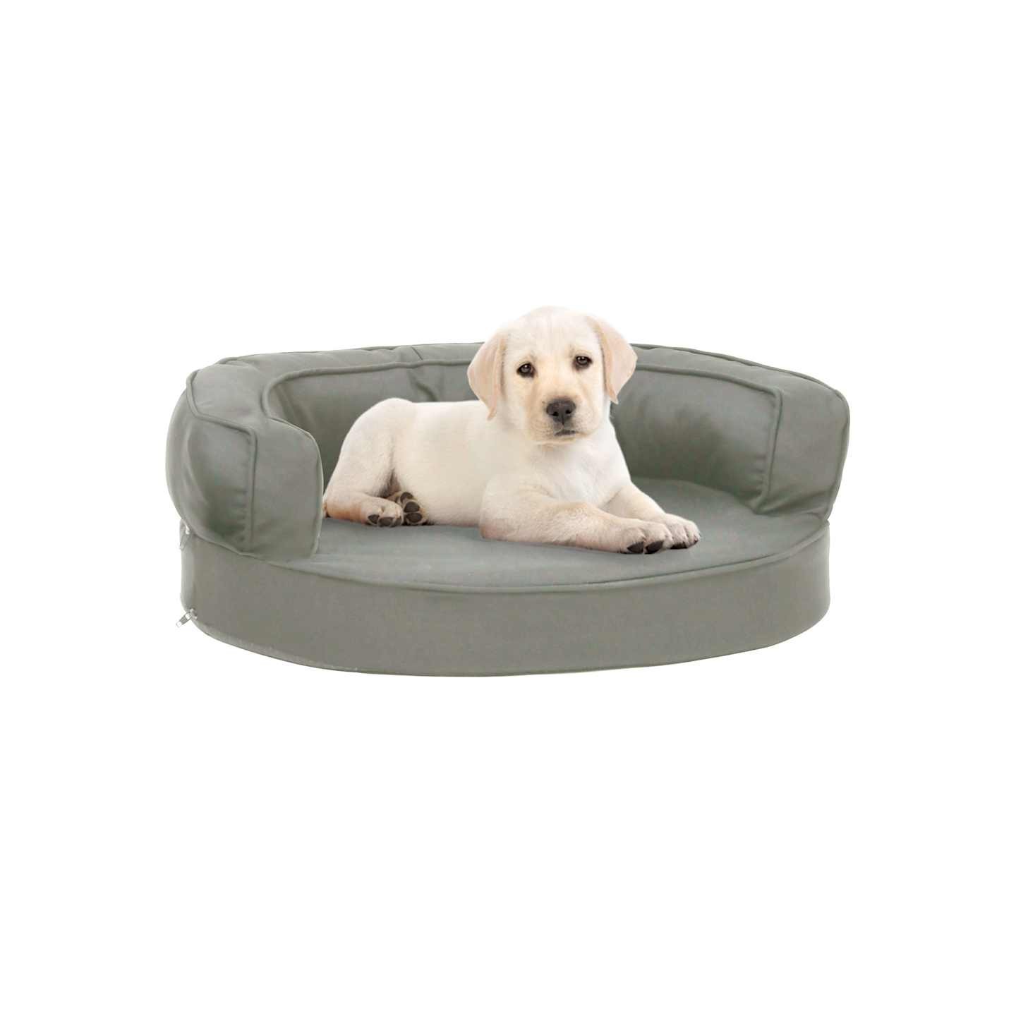 Matelas de lit ergonomique de chien 60x42 cm Aspect de lin Gris