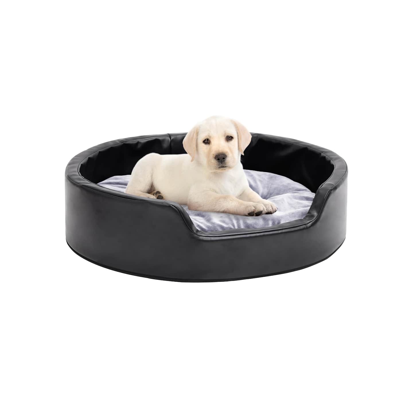 Lit pour chiens Noir et gris 69x59x19 cm Peluche et similicuir