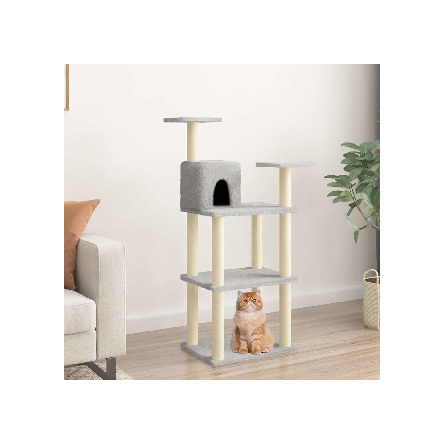 Arbre à chat avec griffoirs en sisal gris clair 118,5 cm