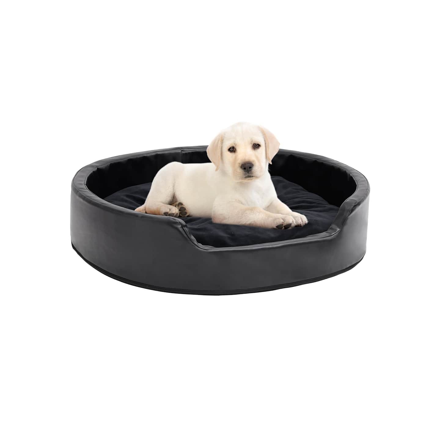 Lit pour chiens Noir 79x70x19 cm Peluche et similicuir