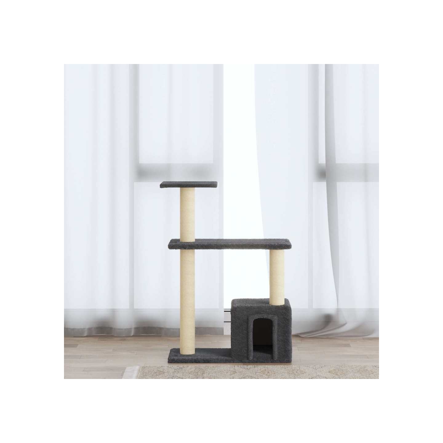 Arbre à chat avec griffoirs en sisal Gris foncé 70 cm