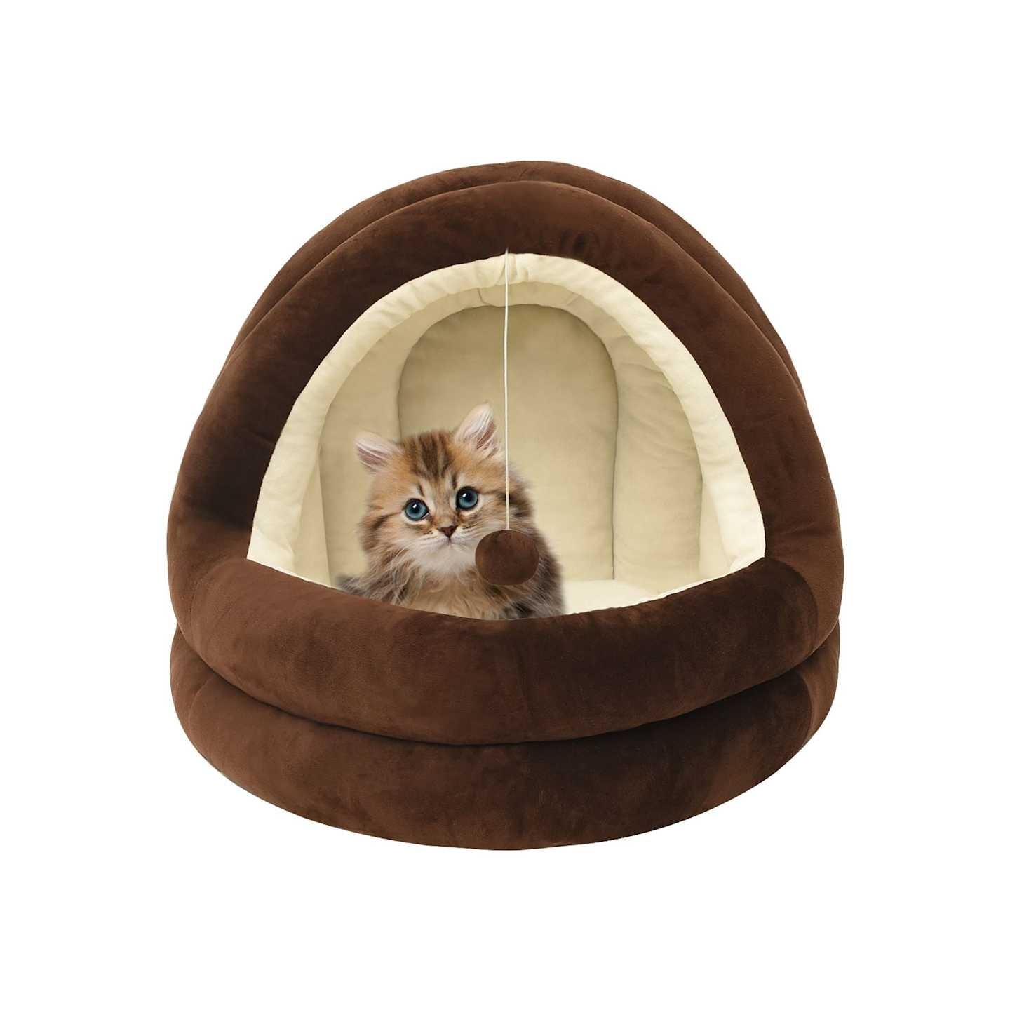 Lit pour chat 50x50x45 cm Marron et crème