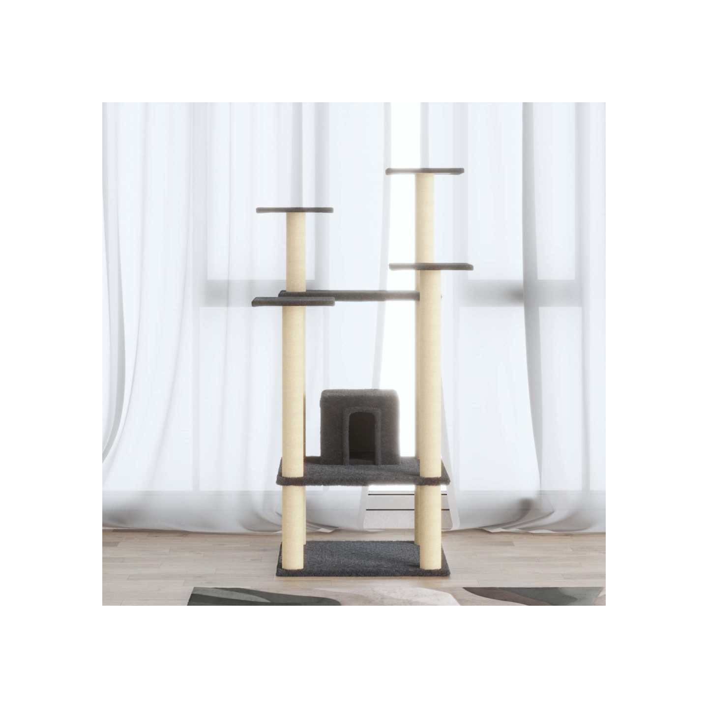 Arbre à chat avec griffoirs en sisal Gris foncé 110 cm