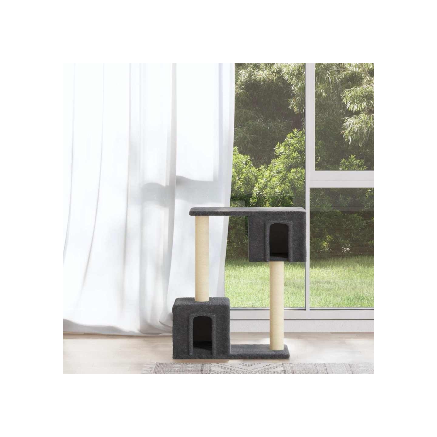 Arbre à chat avec griffoirs en sisal Gris foncé 60 cm