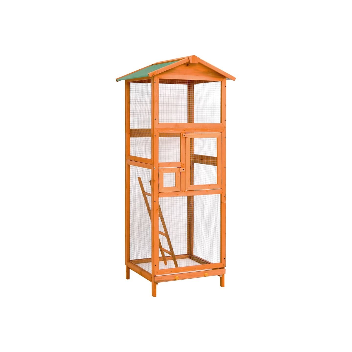 Cage à oiseaux 68x62x166 cm bois de sapin massif