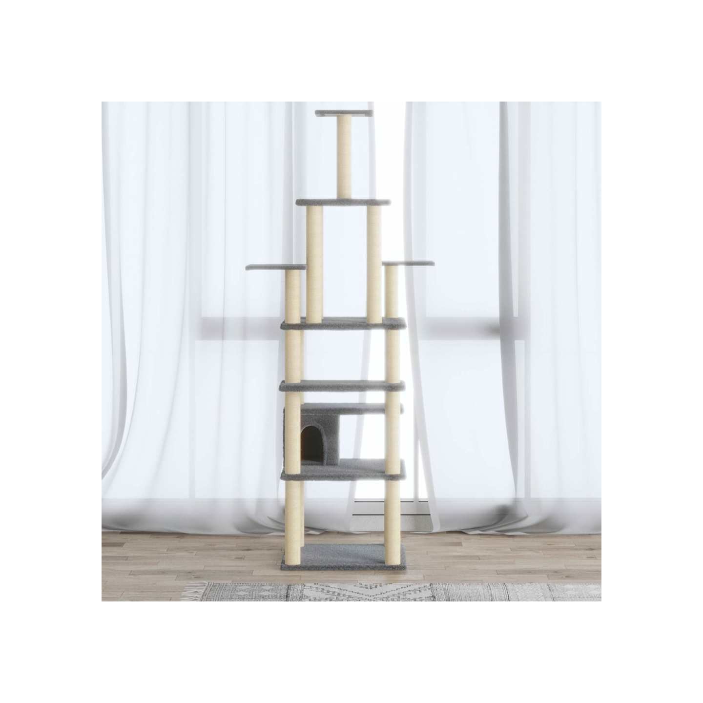 Arbre à chat avec griffoirs en sisal Gris clair 183 cm