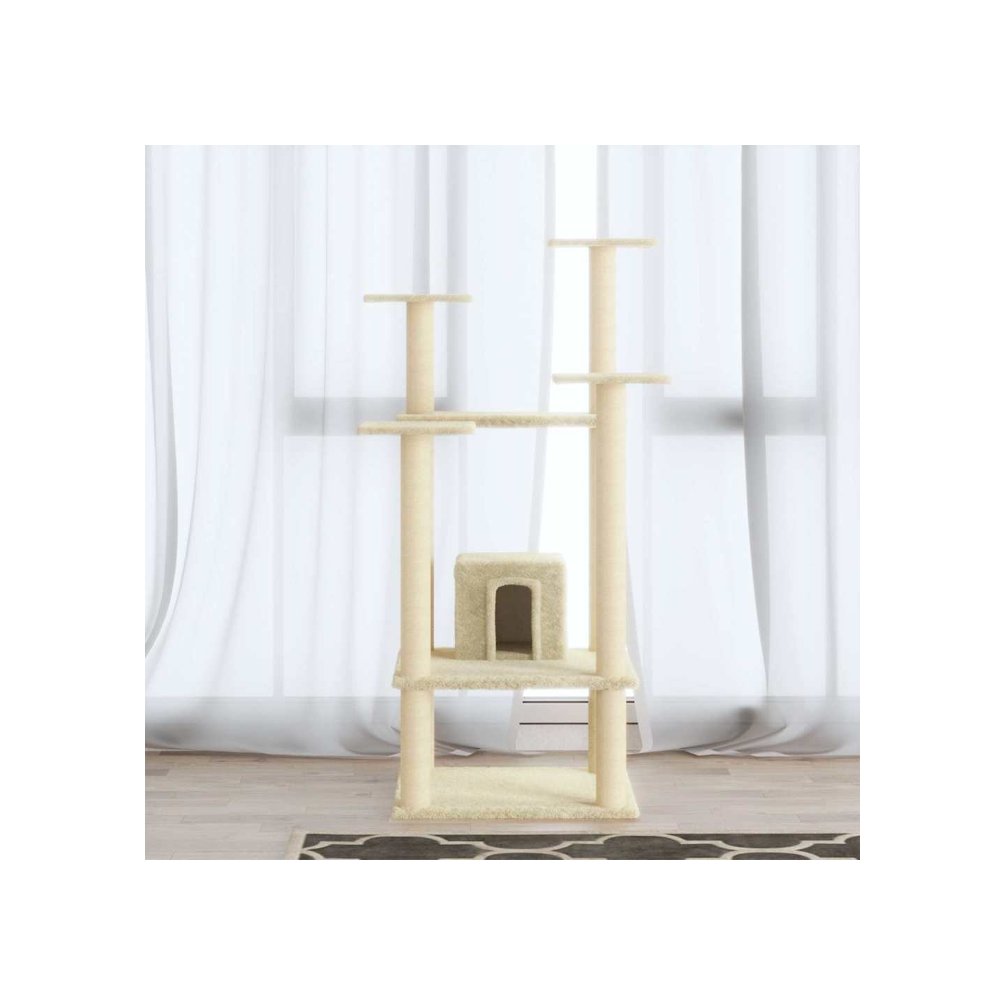 Arbre à chat avec griffoirs en sisal Crème 110 cm