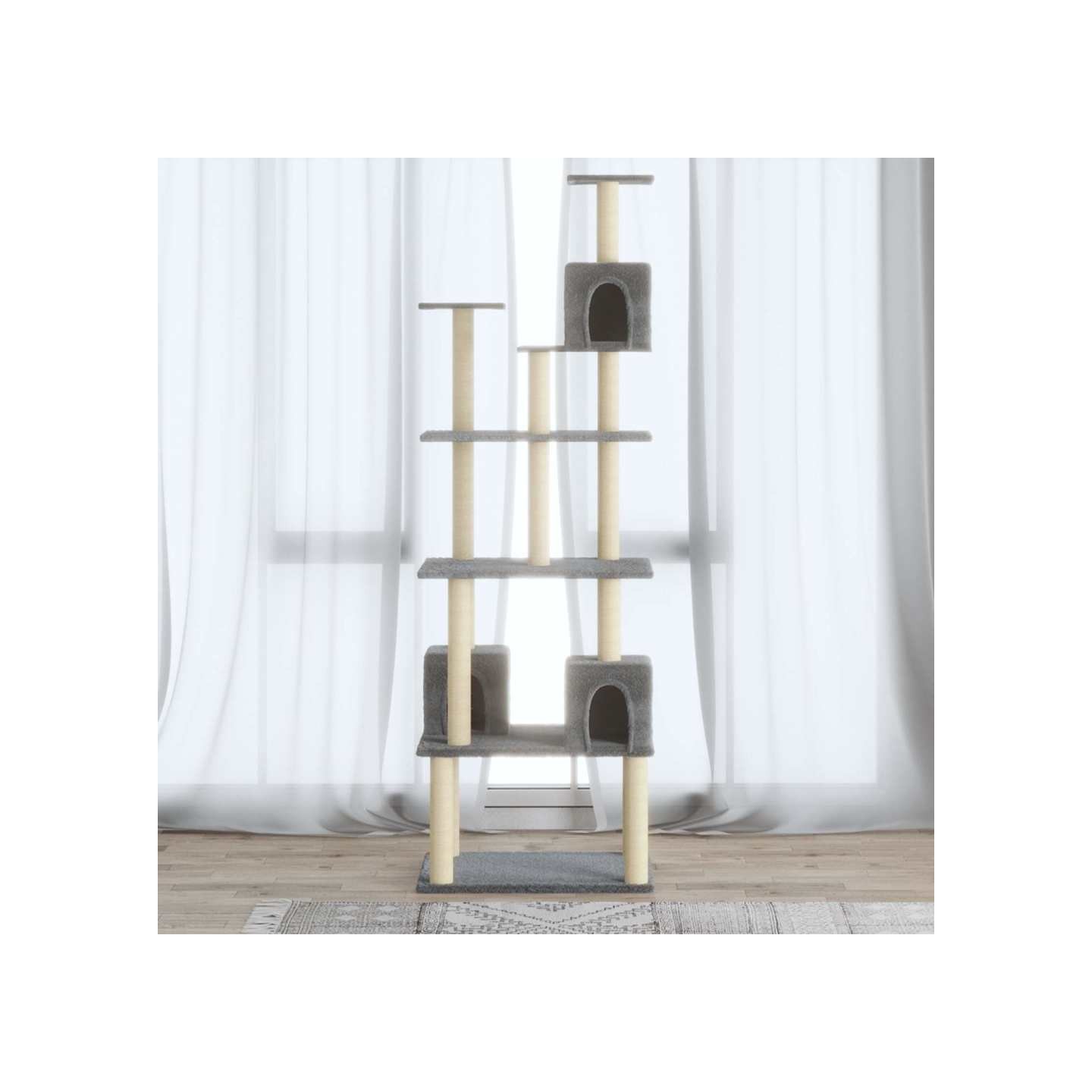 Arbre à chat avec griffoirs en sisal Gris clair 188 cm