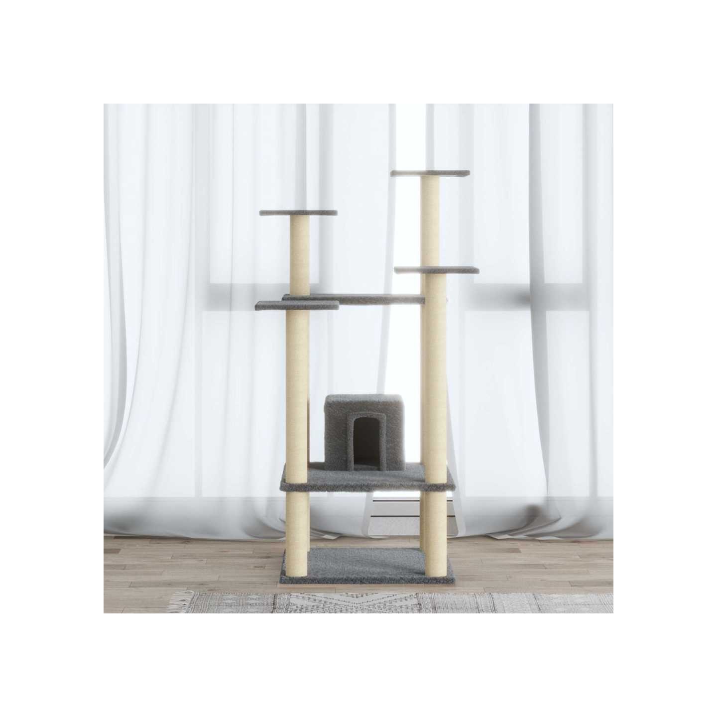 Arbre à chat avec griffoirs en sisal Gris clair 110 cm