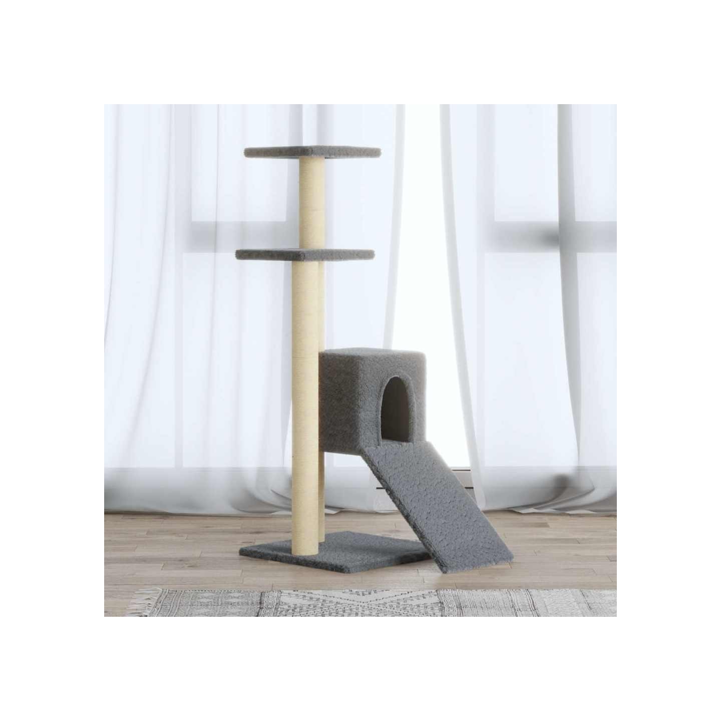 Arbre à chat avec griffoirs en sisal Gris clair 92 cm