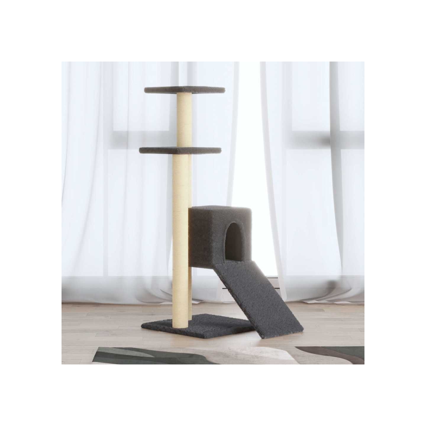 Arbre à chat avec griffoirs en sisal Gris foncé 92 cm