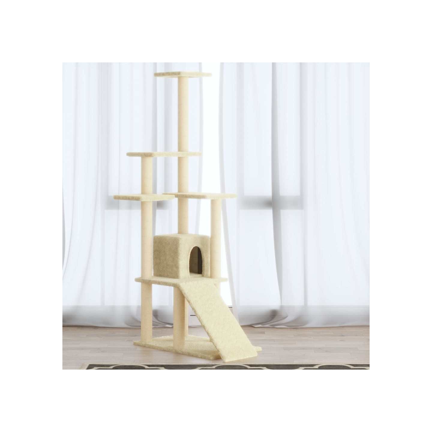 Arbre à chat avec griffoirs en sisal Crème 155 cm
