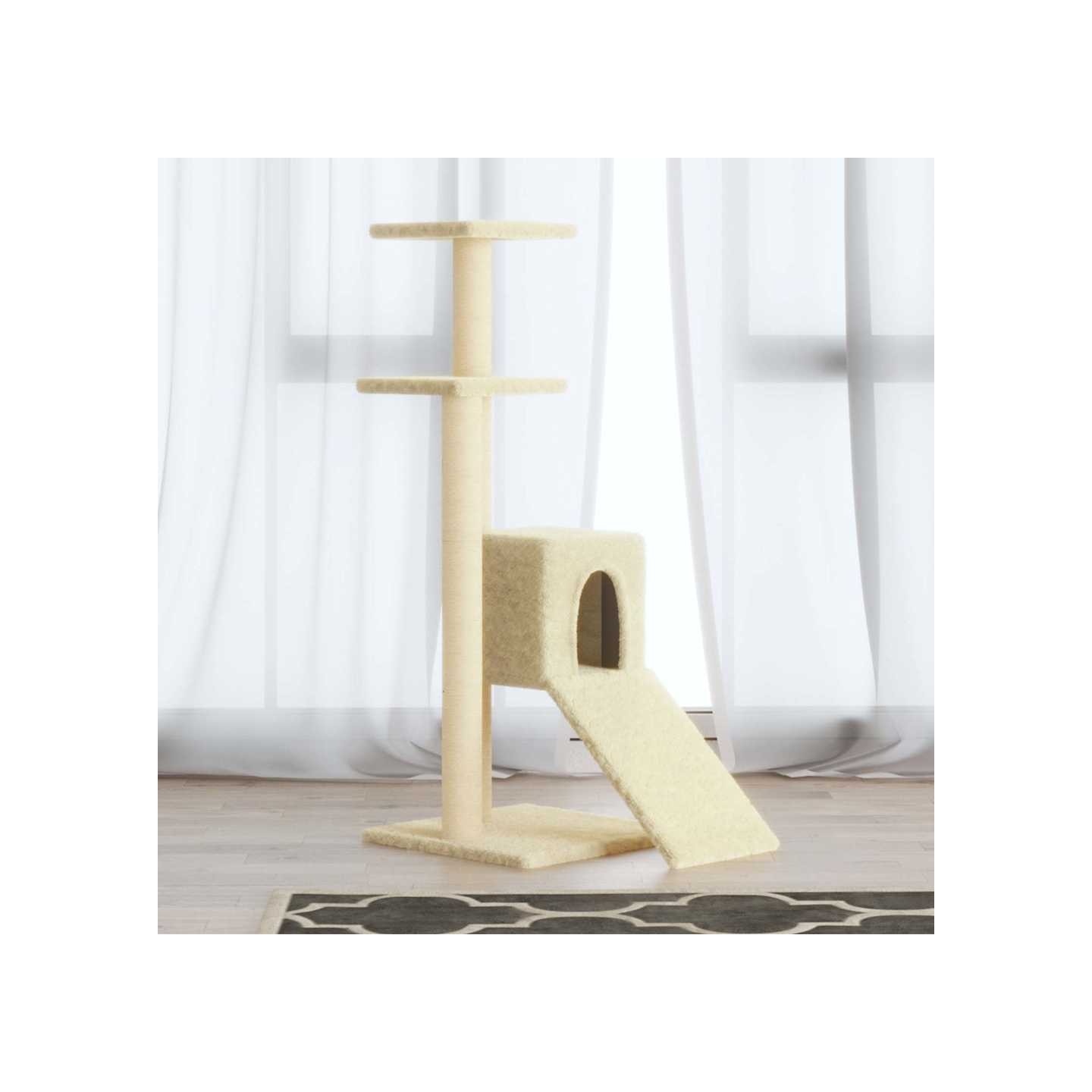 Arbre à chat avec griffoirs en sisal Crème 92 cm