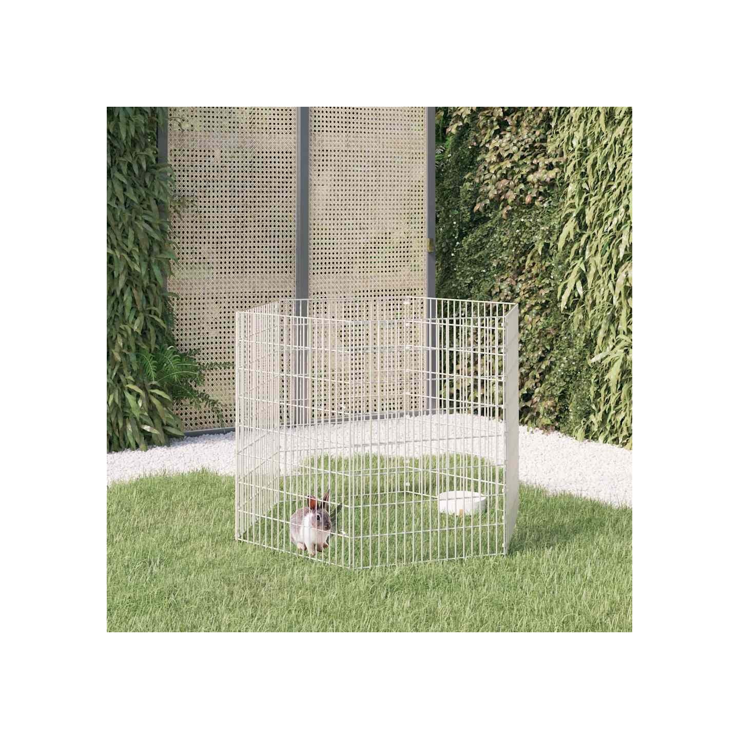 Enclos pour animaux en liberté 6 panneaux 54x80cm fer galvanisé