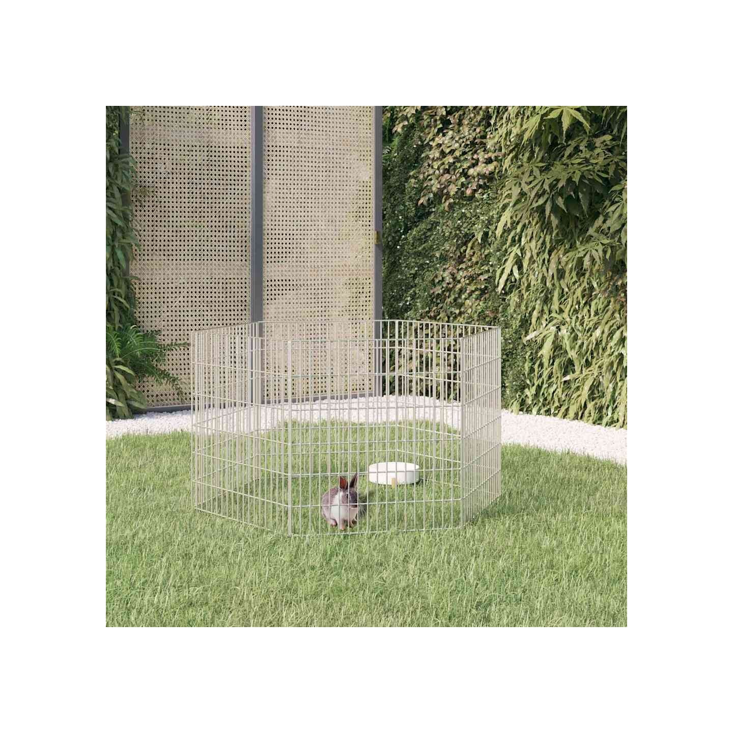 Enclos pour animaux en liberté 6 panneaux 54x60cm fer galvanisé