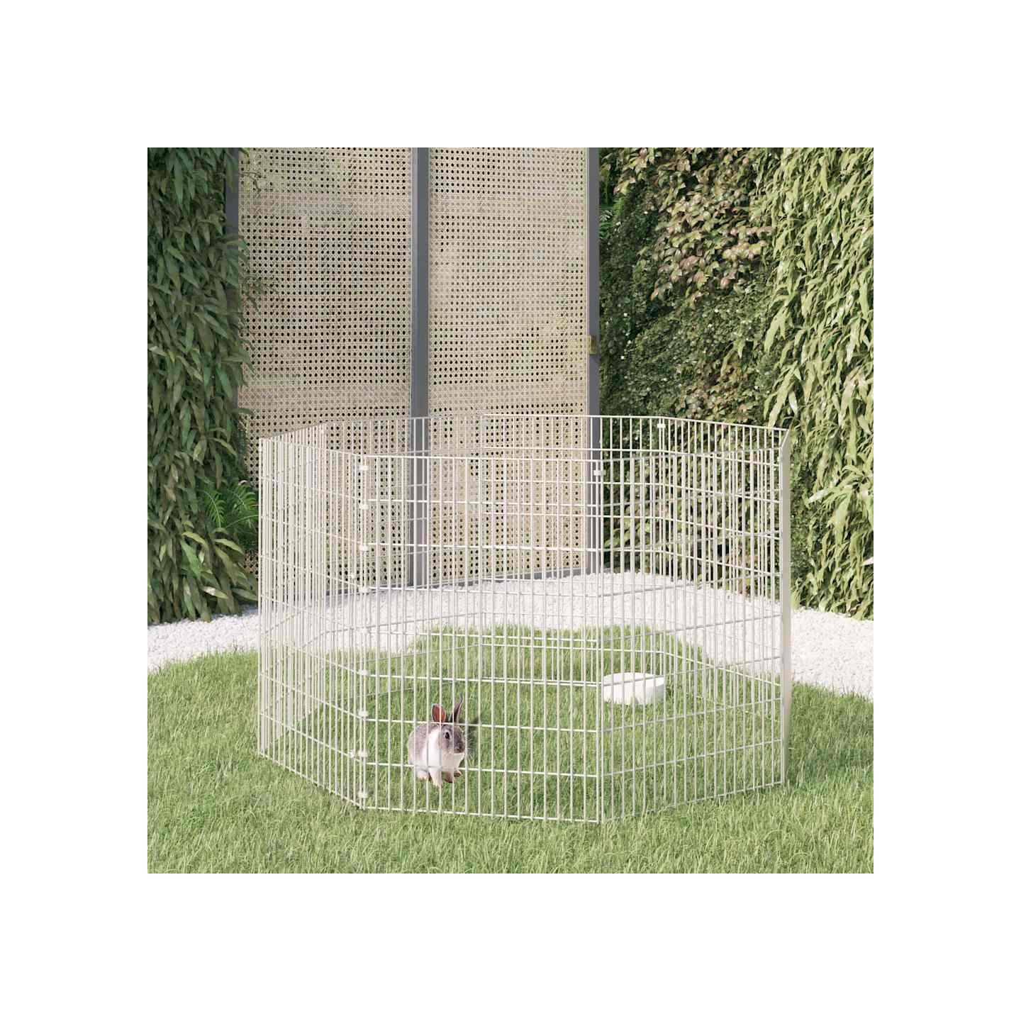 Enclos pour animaux en liberté 8 panneaux 54x80cm fer galvanisé