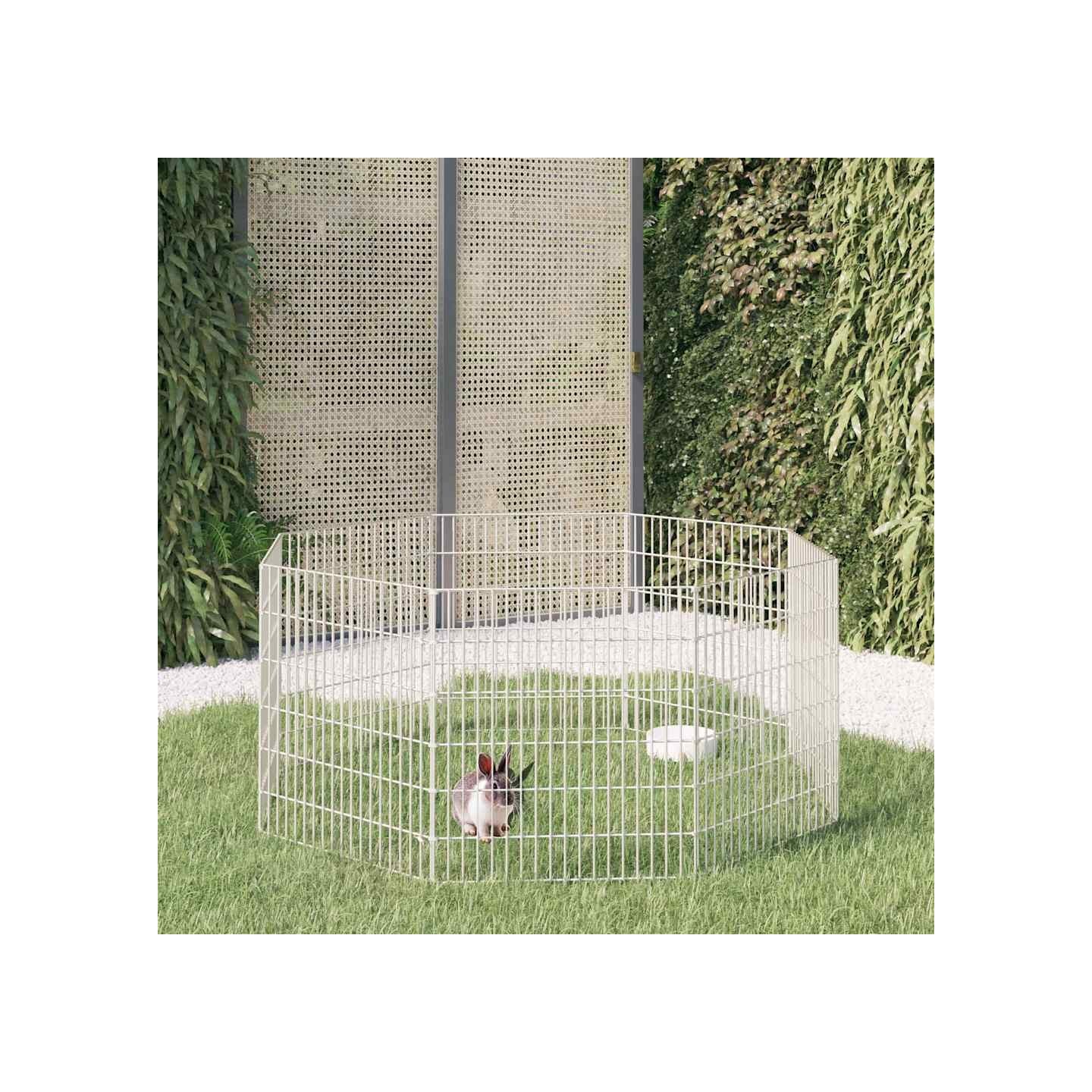 Enclos pour animaux en liberté 8 panneaux 54x60cm fer galvanisé
