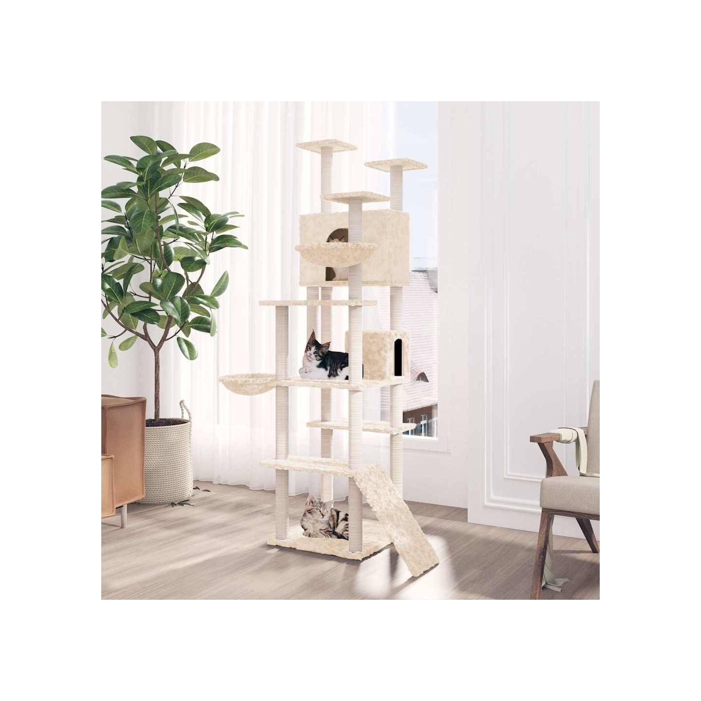 Arbre à chat avec griffoirs en sisal Crème 191 cm