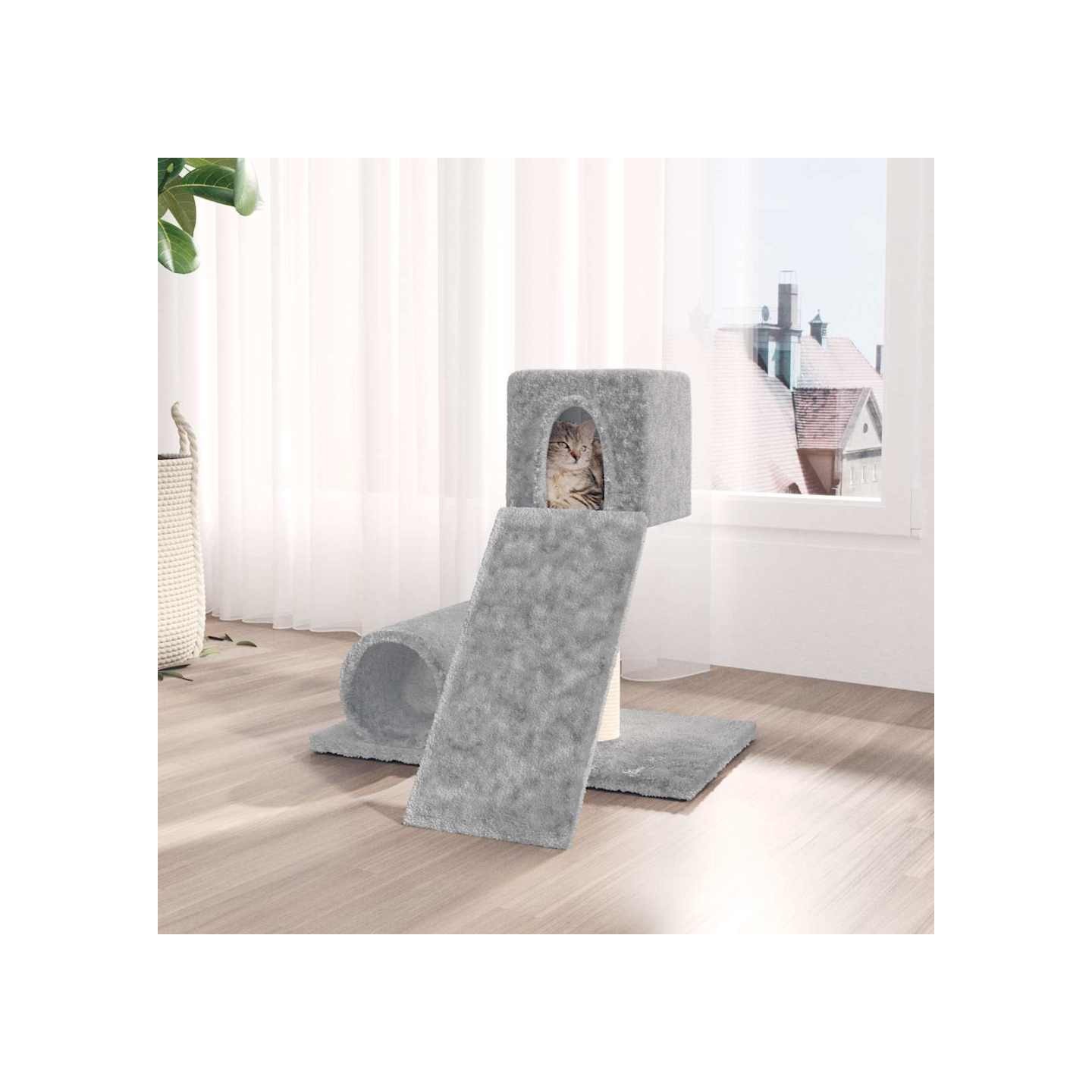 Arbre à chat avec griffoir en sisal Gris clair 59 cm