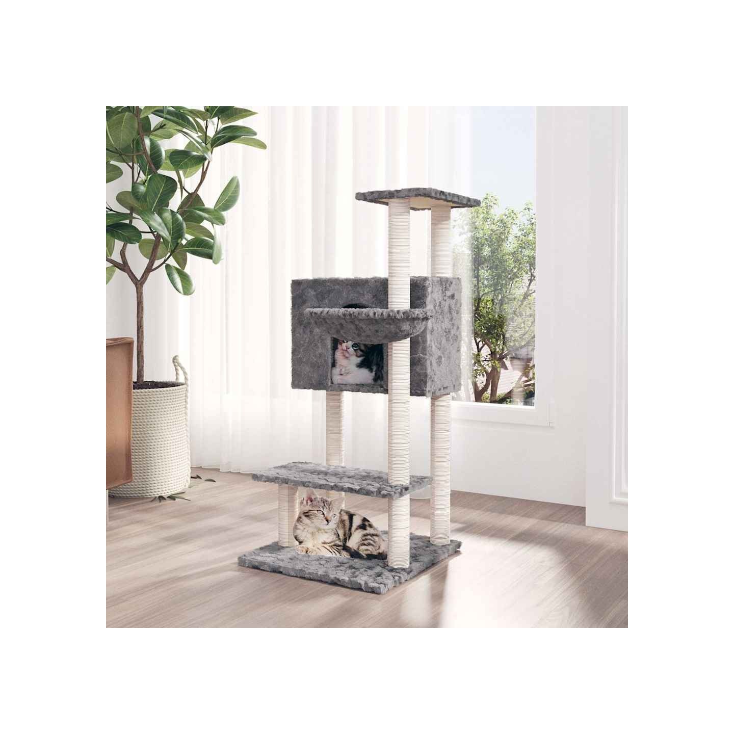 Arbre à chat avec griffoirs en sisal Gris clair 108,5 cm