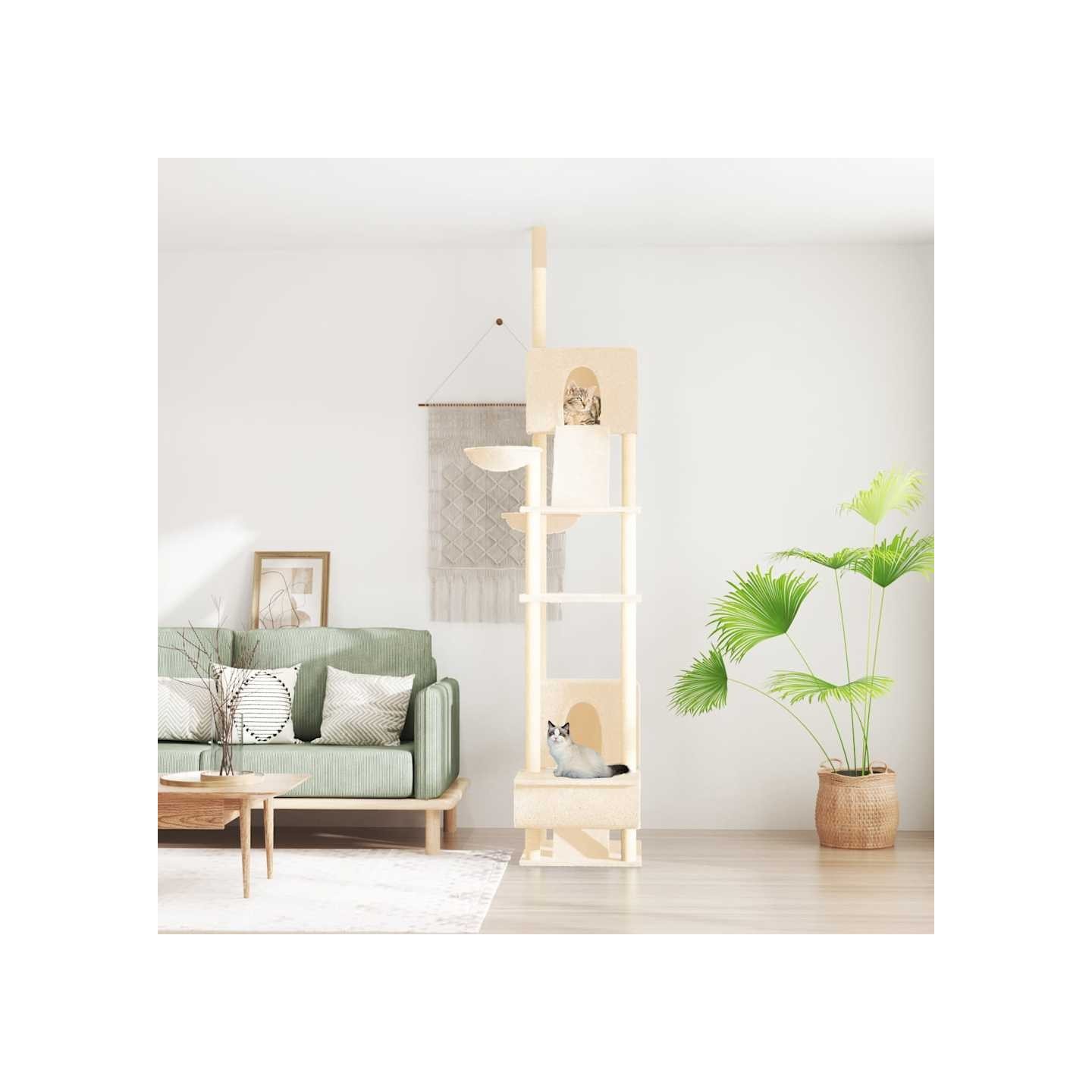Arbre à chat du sol au plafond Crème 277-303 cm