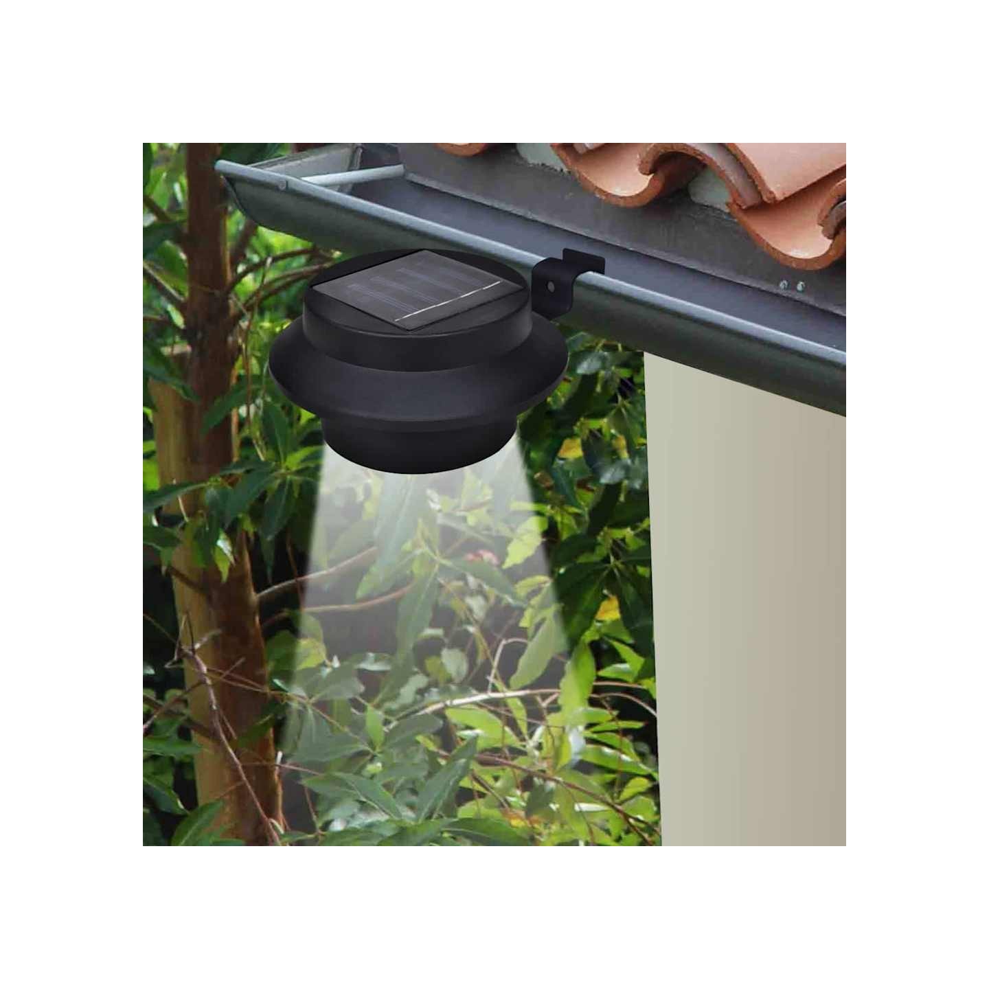 Lampes solaires 6 pcs pour clôture gouttière Noir