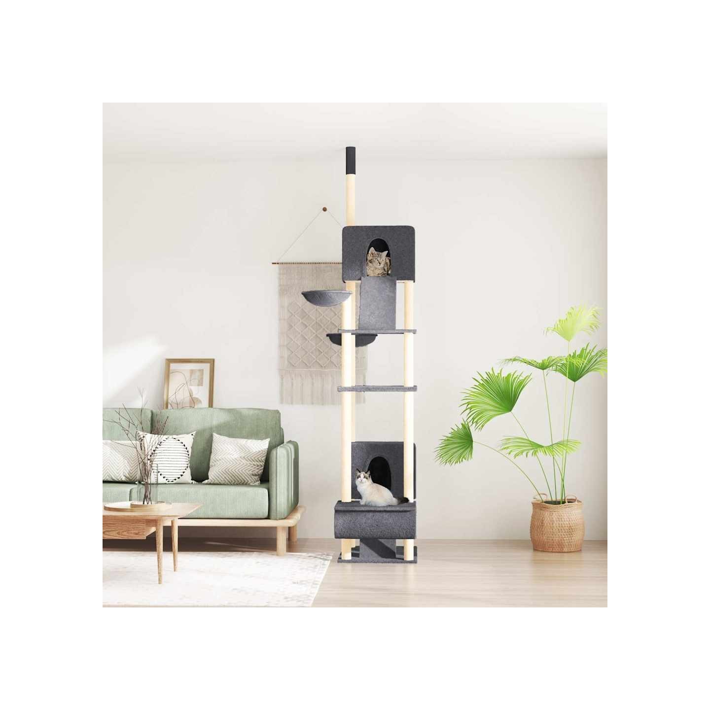 Arbre à chat du sol au plafond Gris foncé 277-303 cm