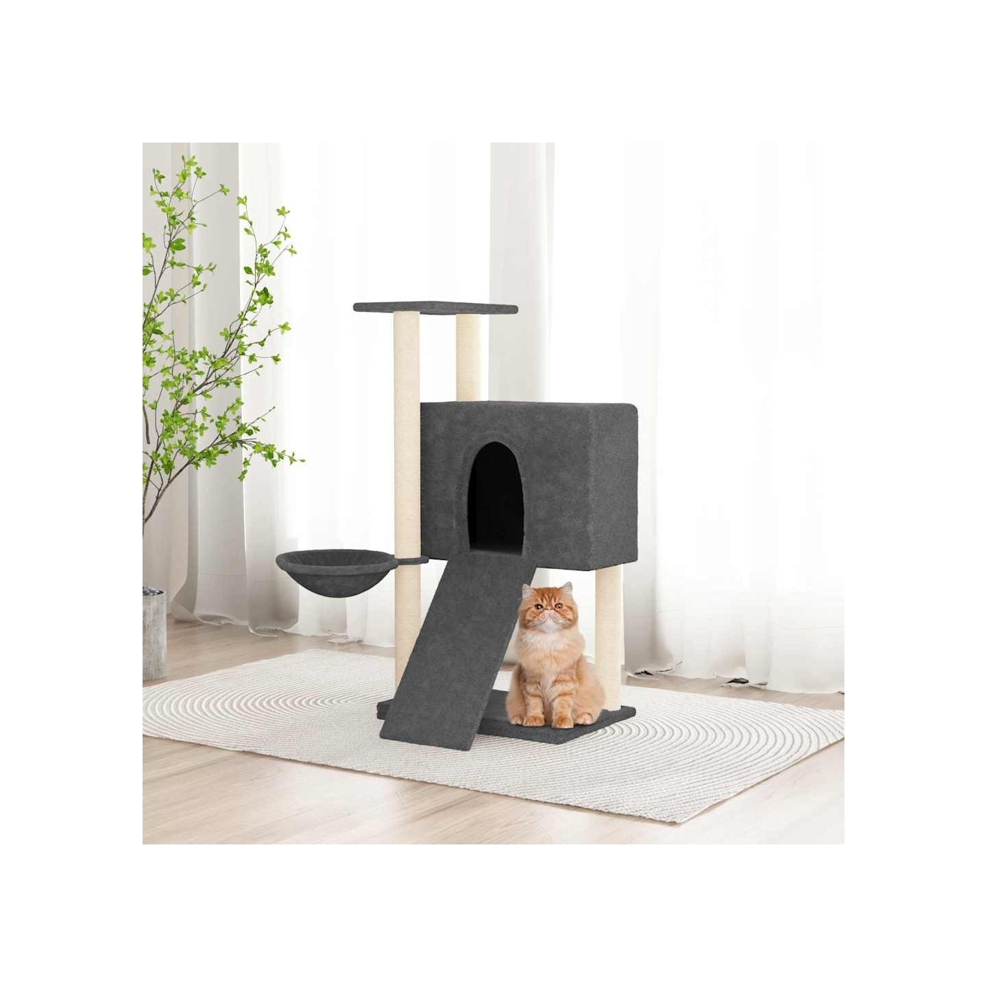 Arbre à chat avec griffoirs en sisal Gris foncé 96 cm