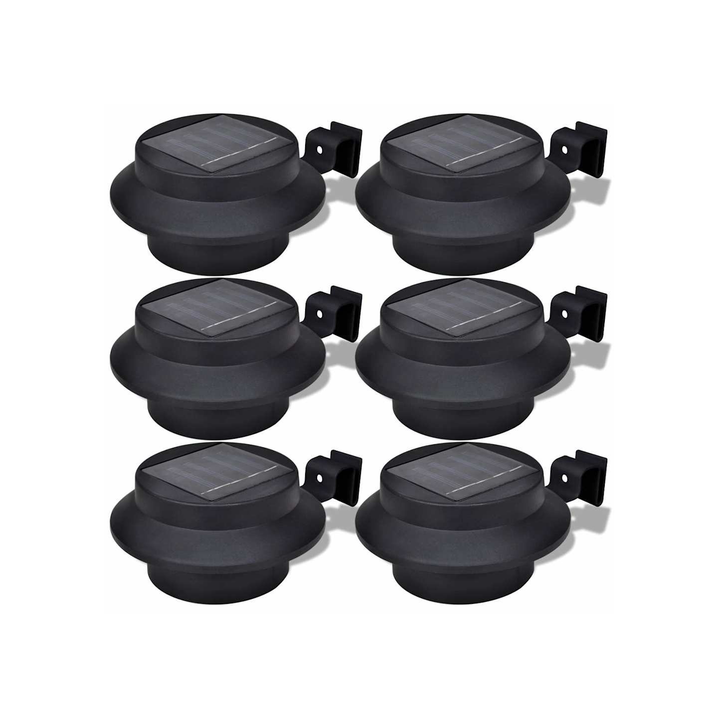Lampes solaires 6 pcs pour clôture gouttière Noir