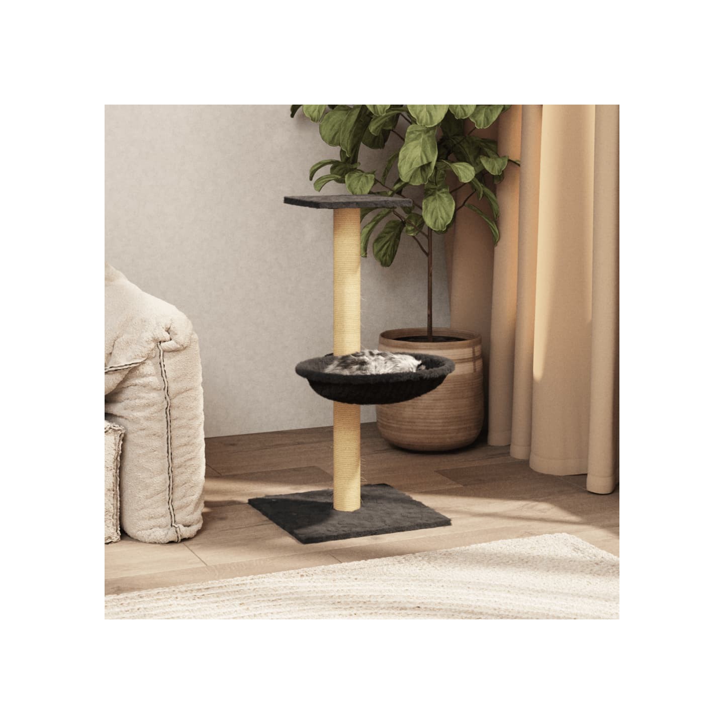 Arbre à chat avec griffoir en sisal Gris foncé 74 cm
