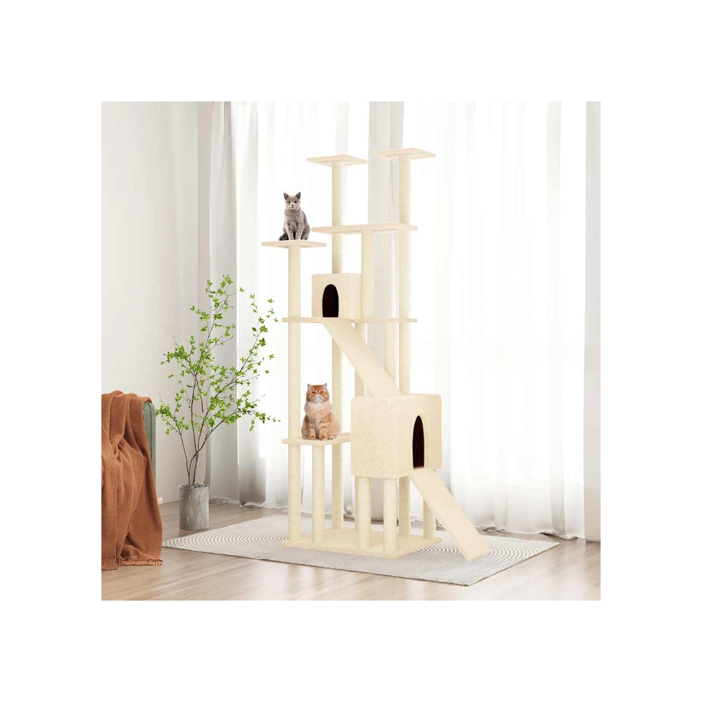 Arbre à chat avec griffoirs en sisal Crème 190 cm