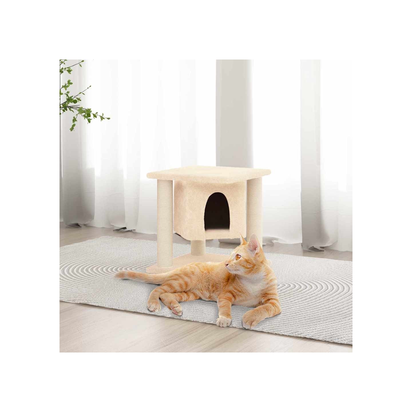 Arbre à chat avec griffoirs en sisal Crème 37 cm