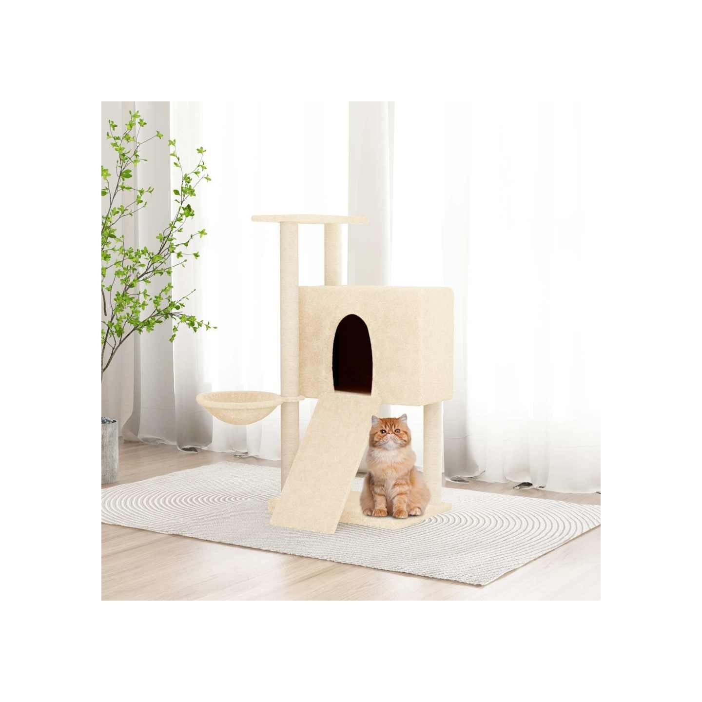 Arbre à chat avec griffoirs en sisal Crème 96 cm