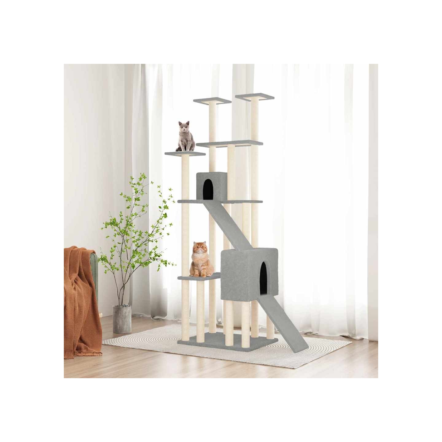 Arbre à chat avec griffoirs en sisal Gris clair 190 cm