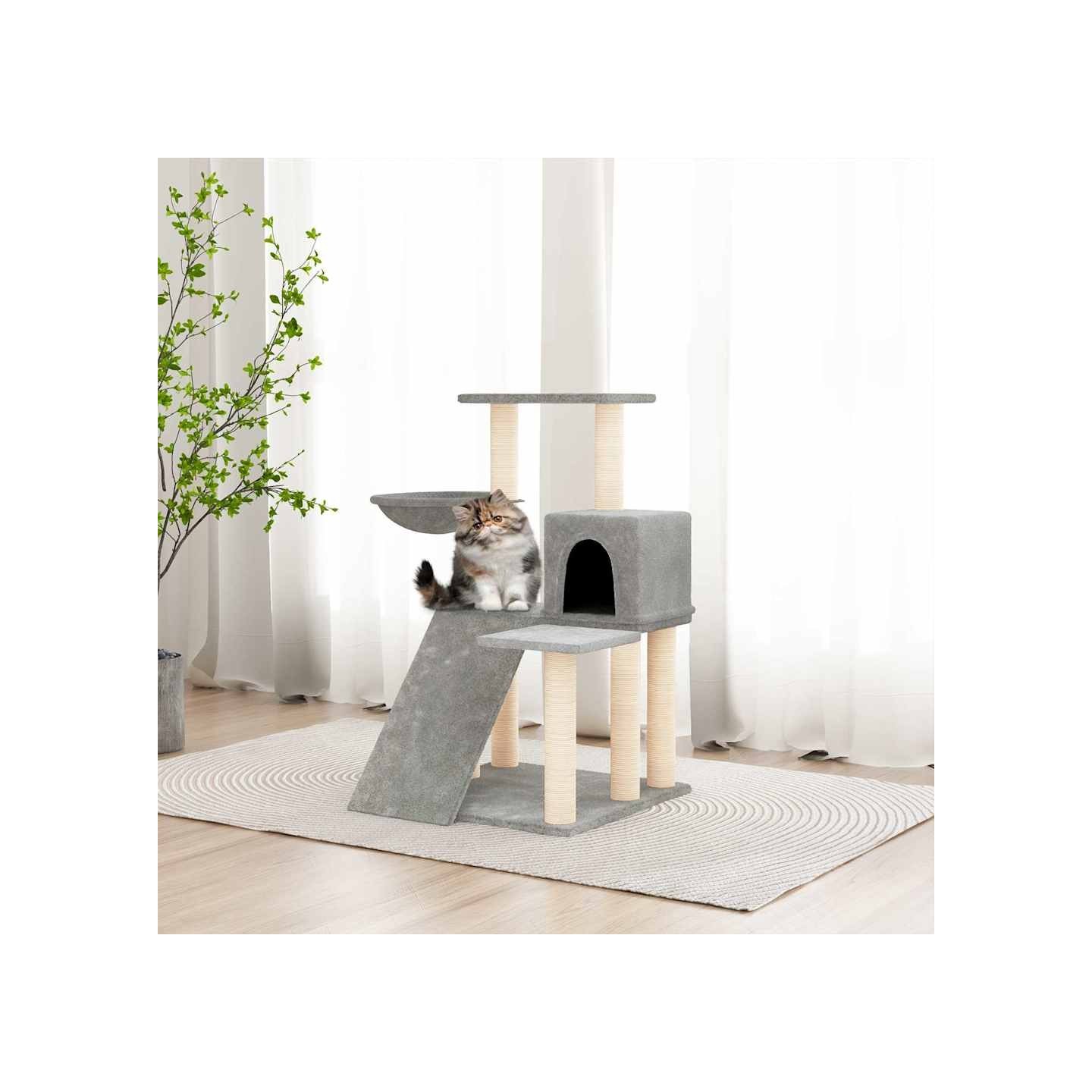 Arbre à chat avec griffoirs en sisal Gris clair 82 cm