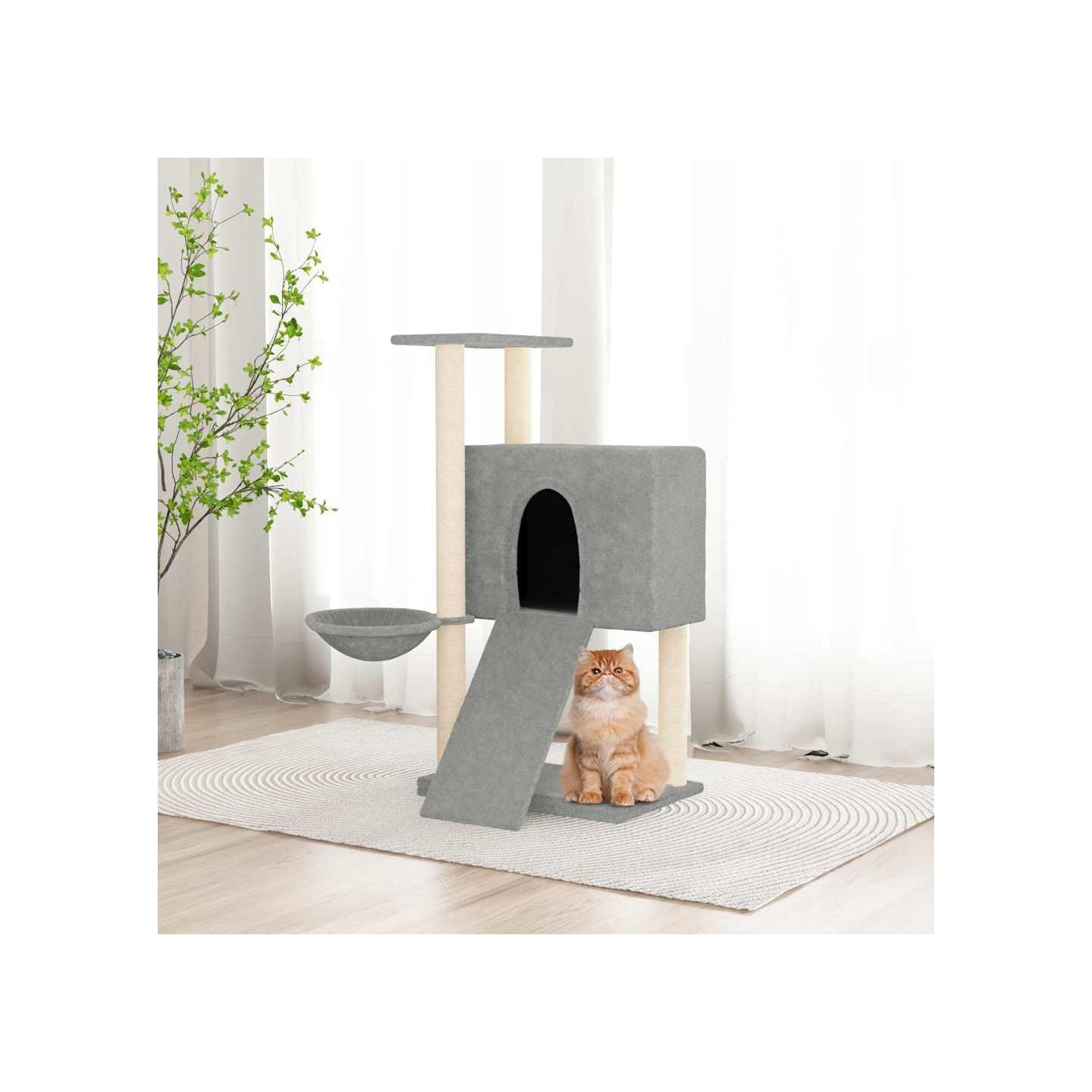 Arbre à chat avec griffoirs en sisal Gris clair 96 cm