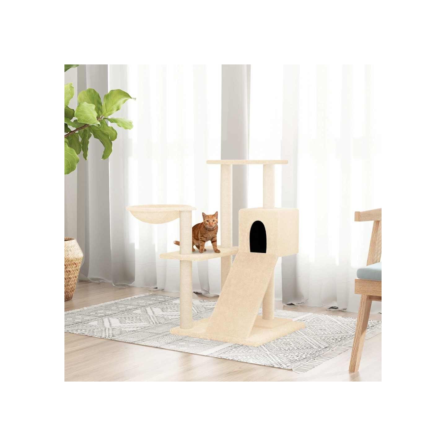 Arbre à chat avec griffoirs en sisal Crème 82 cm