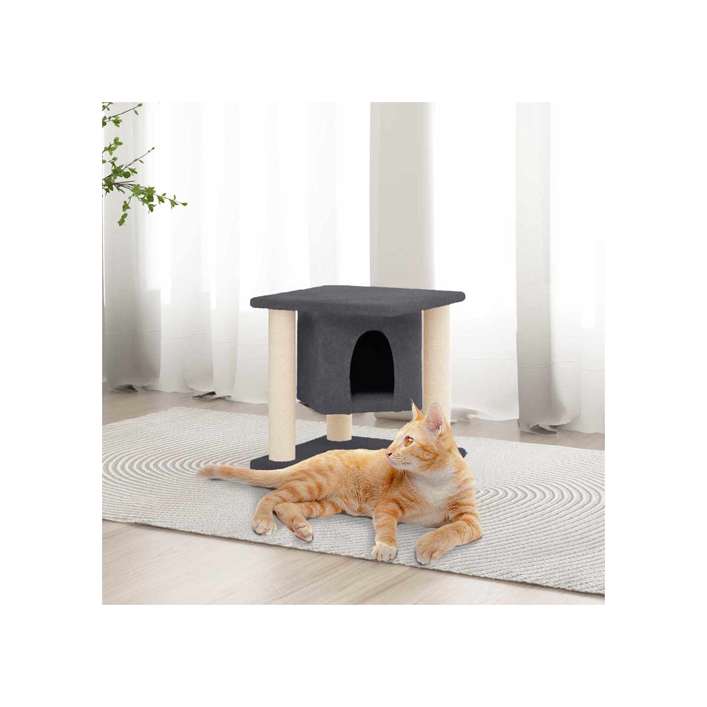 Arbre à chat avec griffoirs en sisal Gris foncé 37 cm