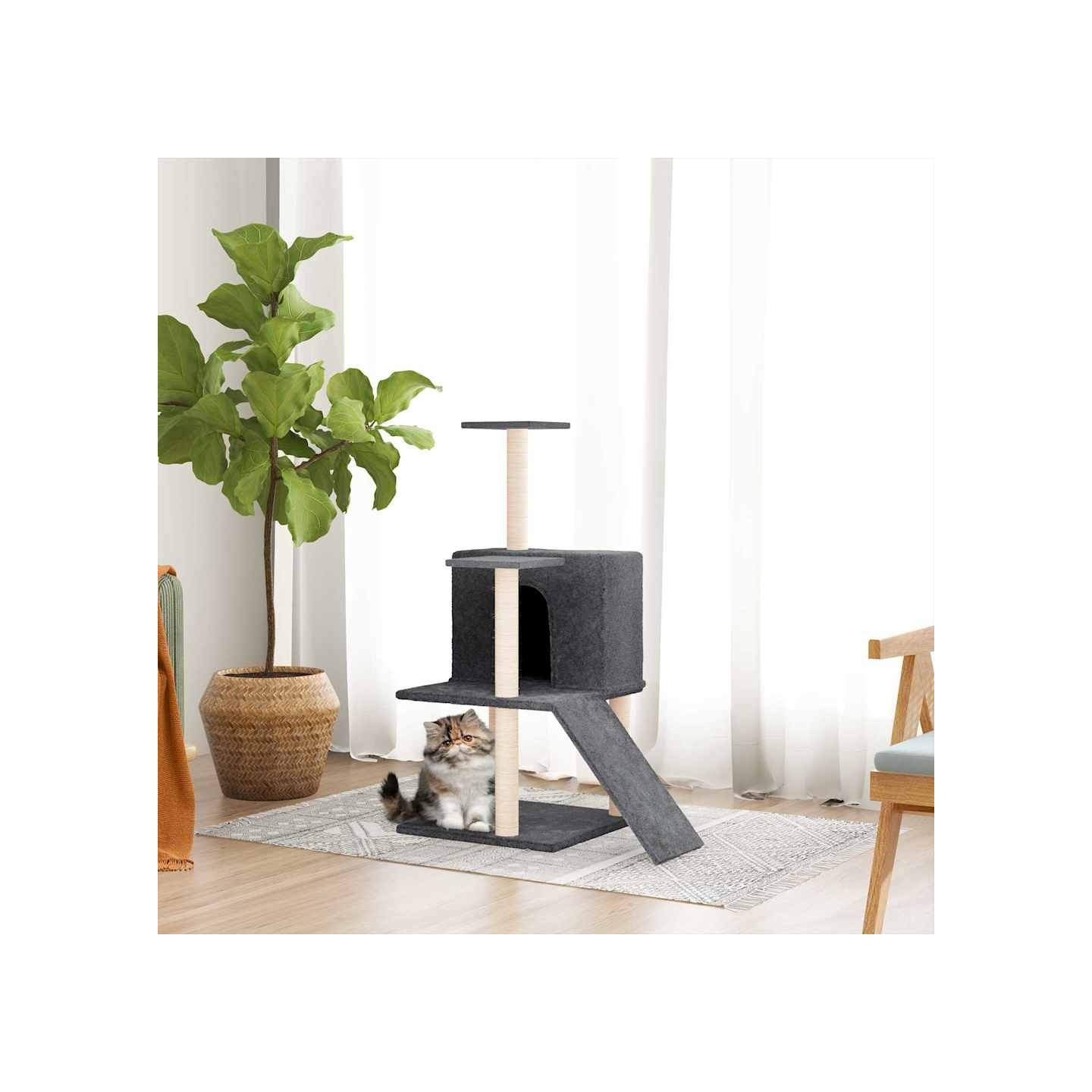 Arbre à chat avec griffoirs en sisal Gris foncé 82 cm