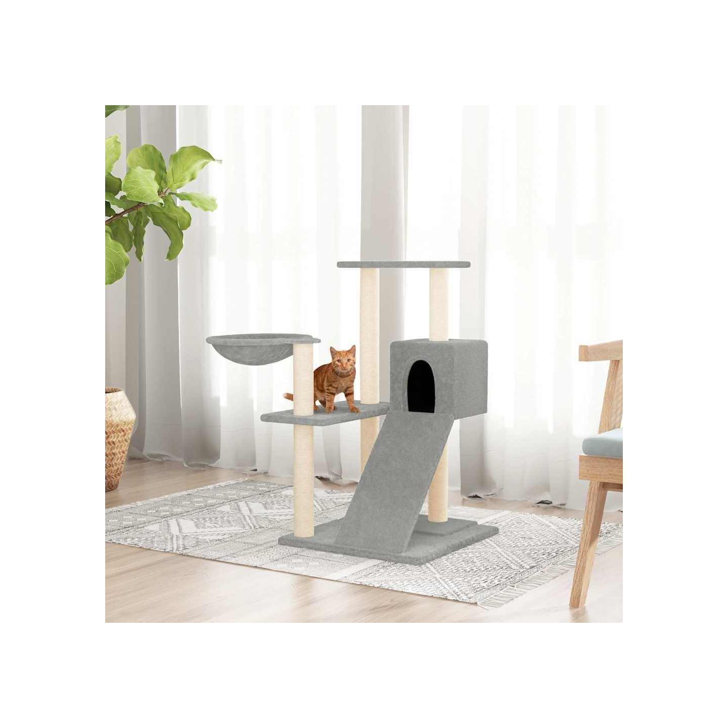 Arbre à chat avec griffoirs en sisal Gris clair 82 cm