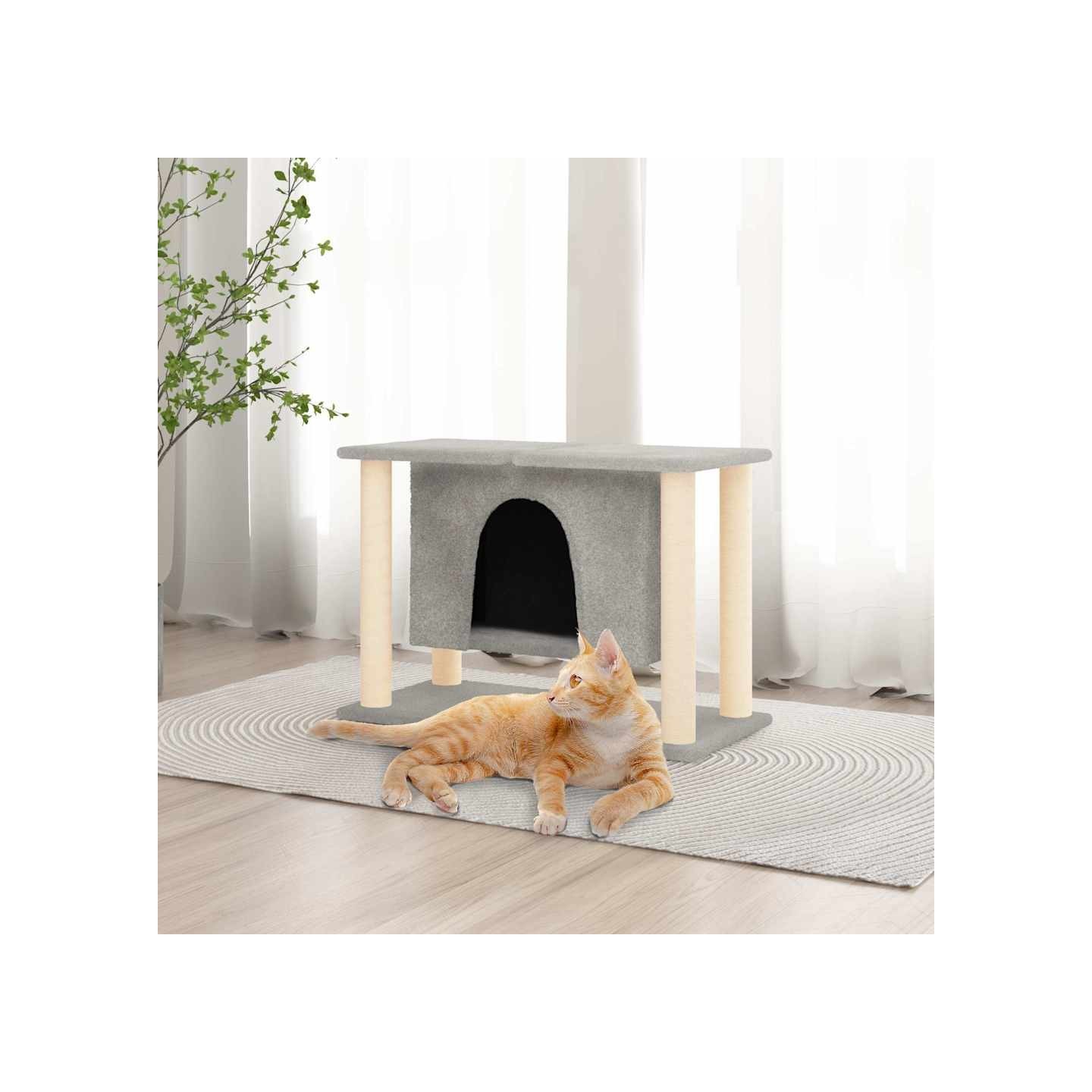 Arbre à chat avec griffoirs en sisal Gris clair 50 cm