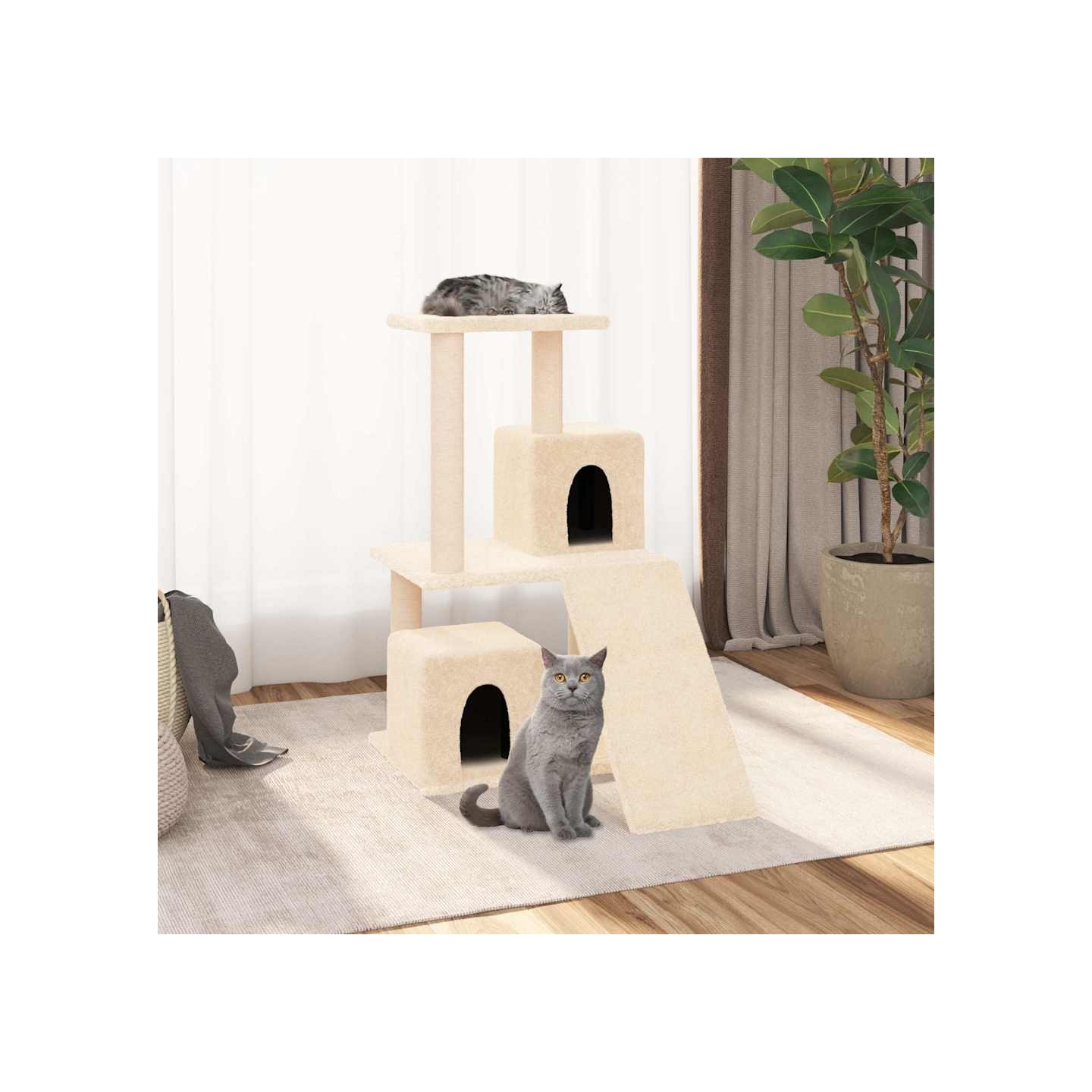 Arbre à chat avec griffoirs en sisal Crème 82 cm