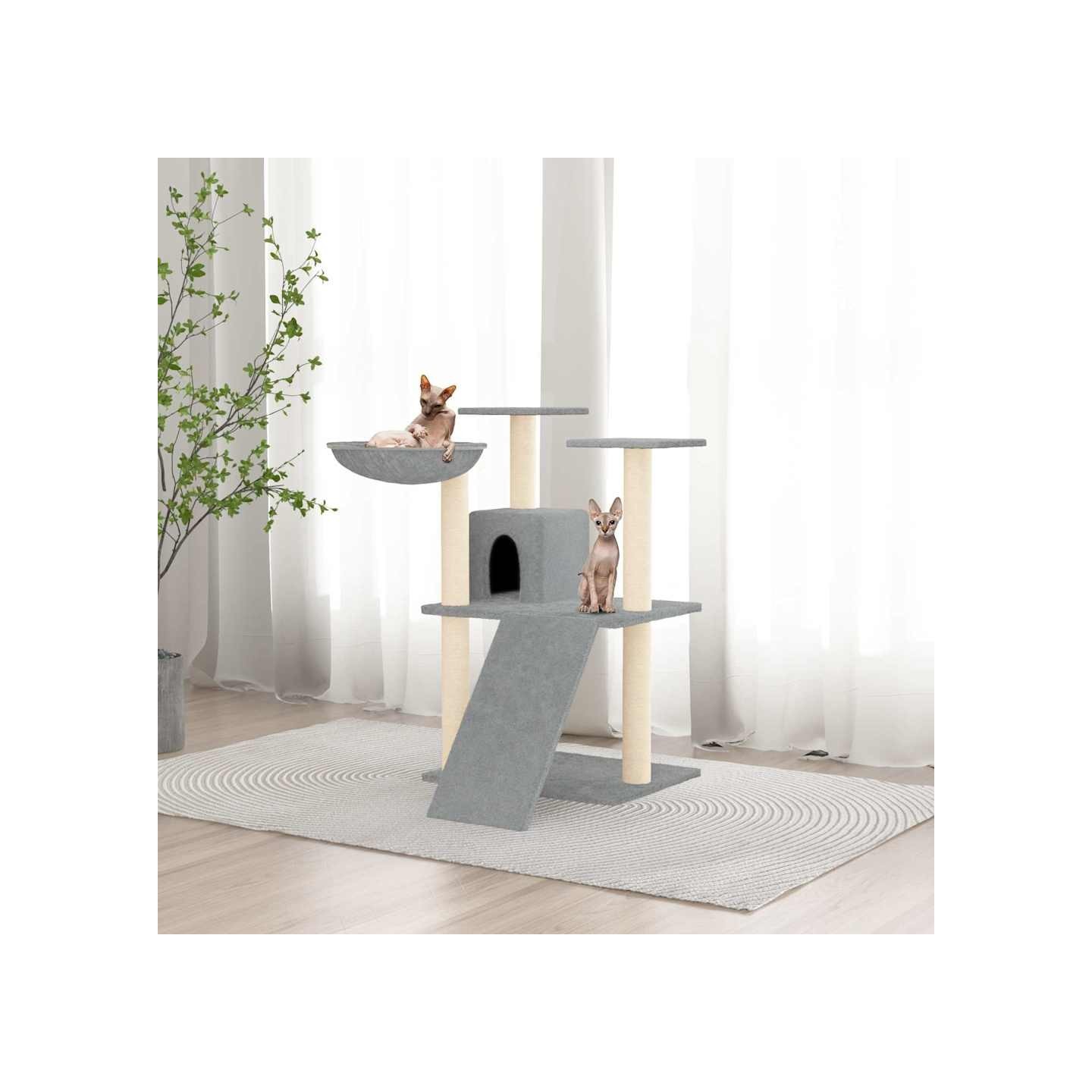 Arbre à chat avec griffoirs en sisal Gris clair 83 cm