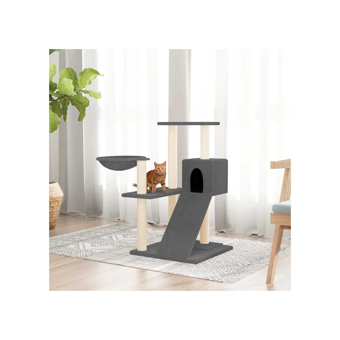 Arbre à chat avec griffoirs en sisal Gris foncé 82 cm