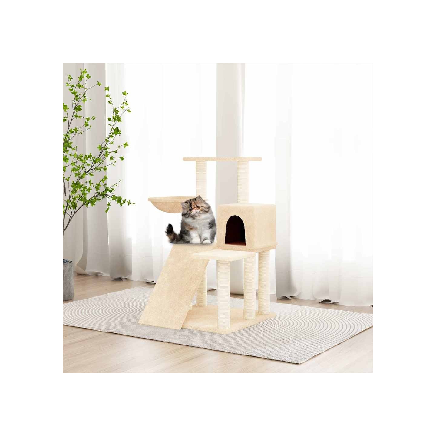 Arbre à chat avec griffoirs en sisal Crème 82 cm
