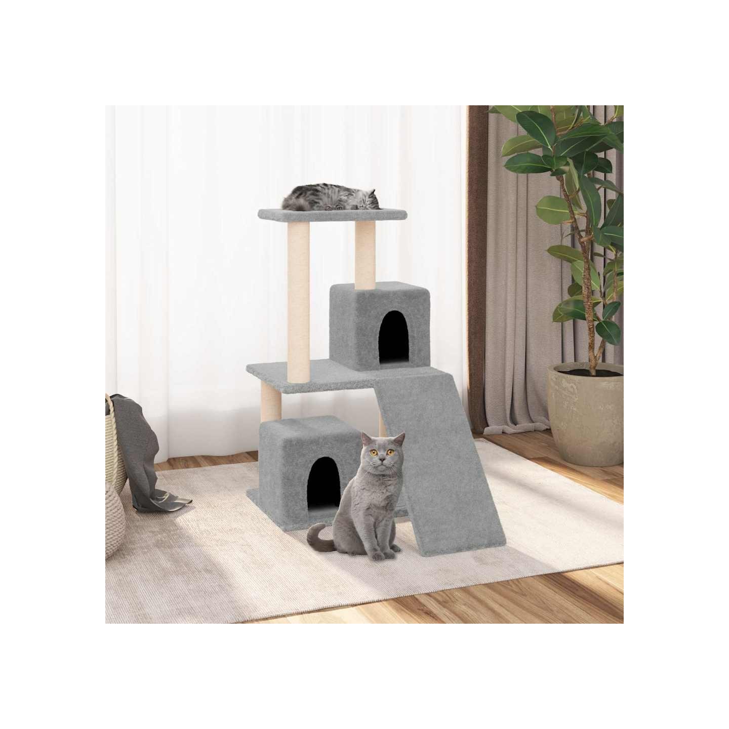 Arbre à chat avec griffoirs en sisal Gris clair 82 cm