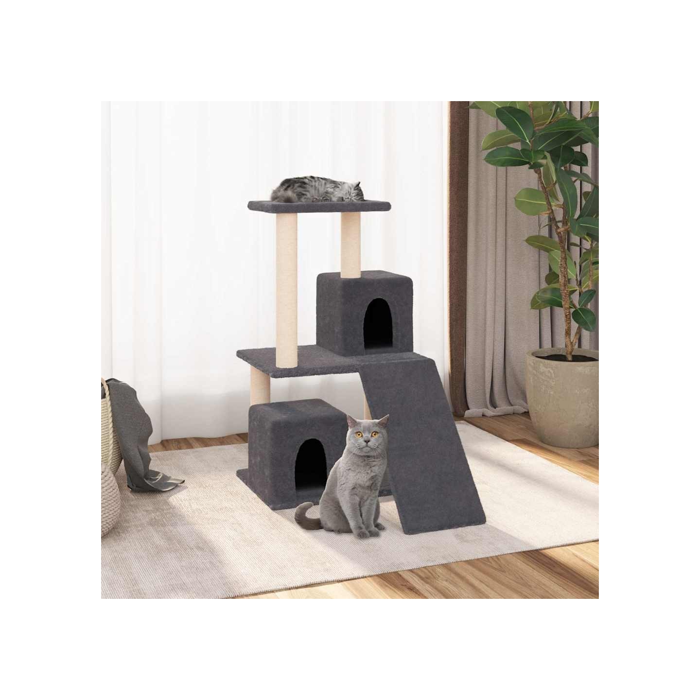 Arbre à chat avec griffoirs en sisal Gris foncé 82 cm