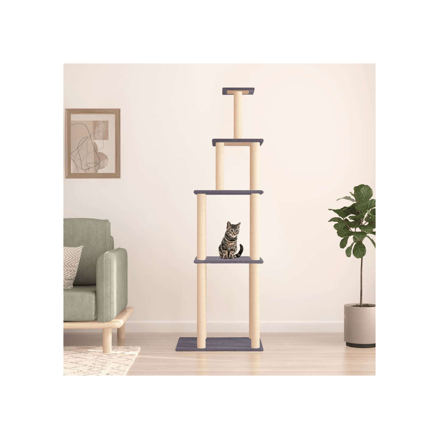 Arbre à chat avec griffoirs en sisal gris foncé 183 cm