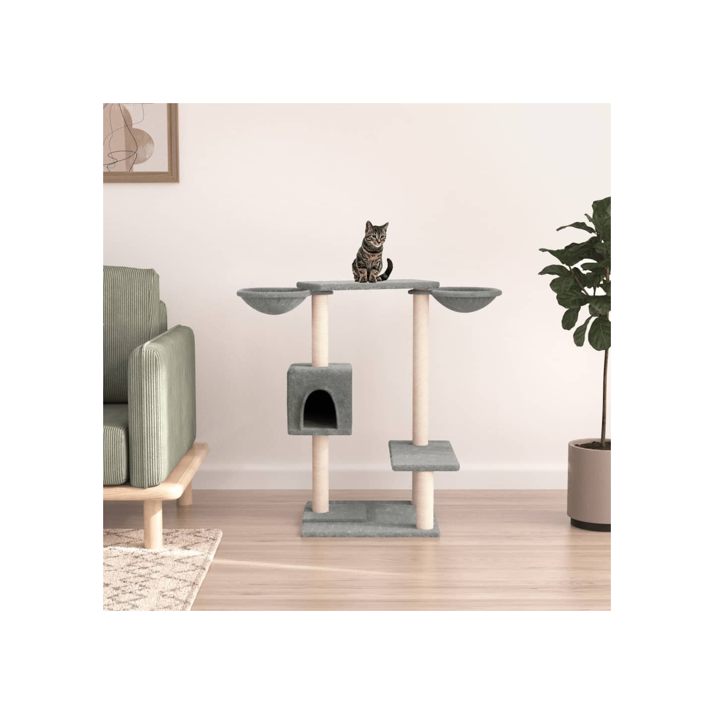 Arbre à chat avec griffoirs gris clair 82 cm